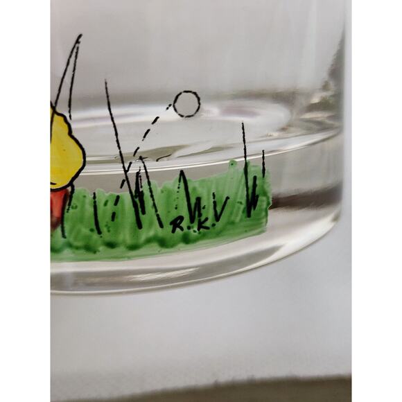 GLASSES-OLD FASHION-Cartoon Golfers-Gold Rim-Set of 3-SIGNED BY ARTIST - Picture 9 of 13